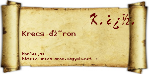 Krecs Áron névjegykártya